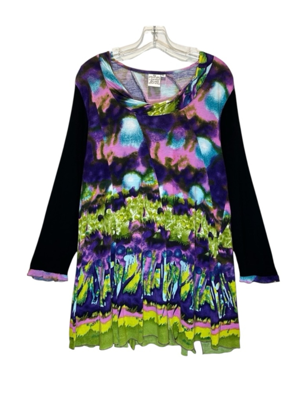 Parsley & Sage Jewel Tone Abstract Art-to-Wear Pullover Knit Tunic - Extra Large